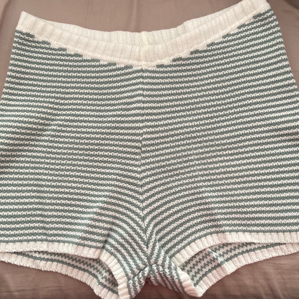 Nasty Gal, green and white striped, super soft shorts. Never been worn.